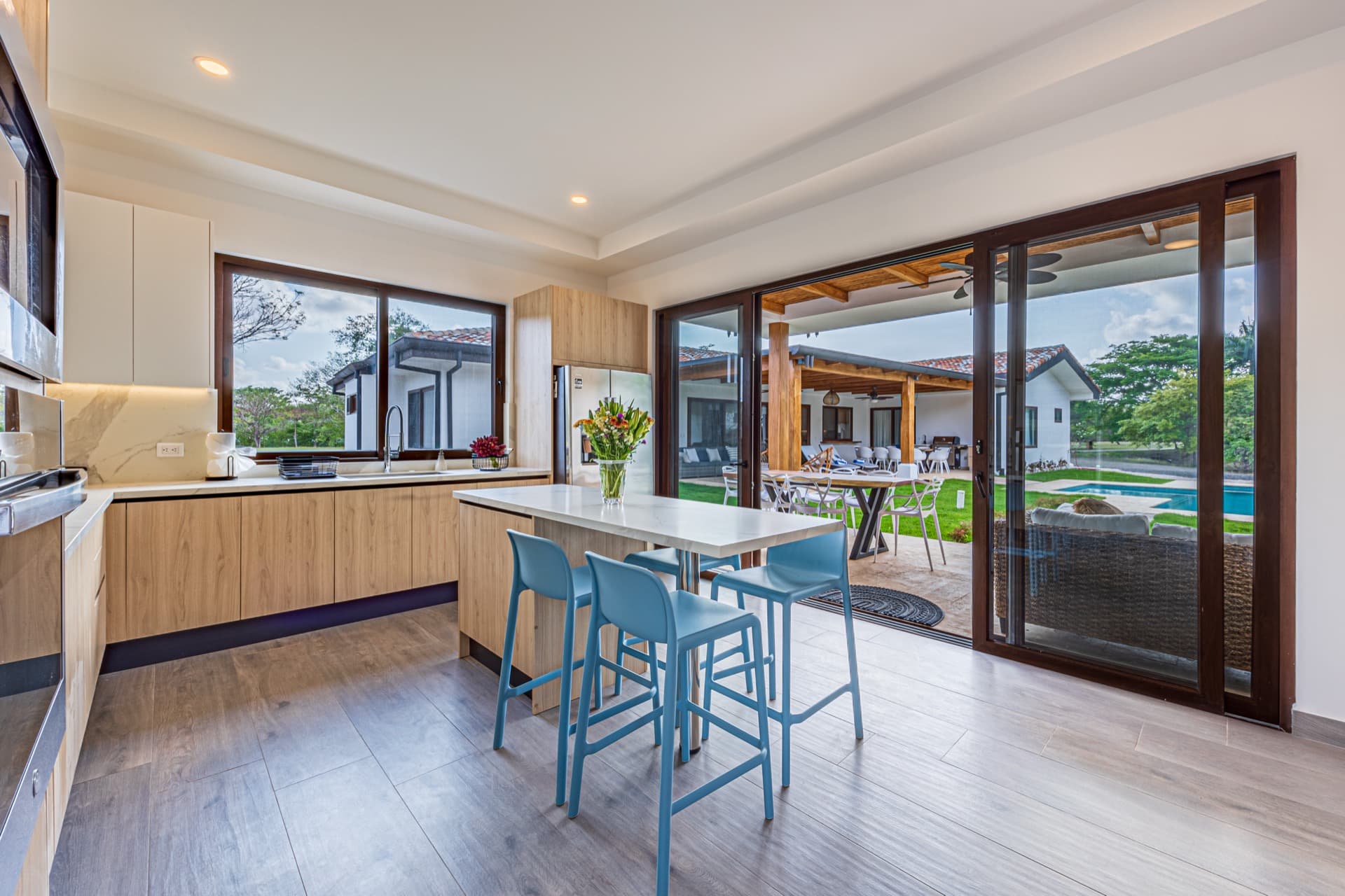 Casa Samay kitchen with terrace view